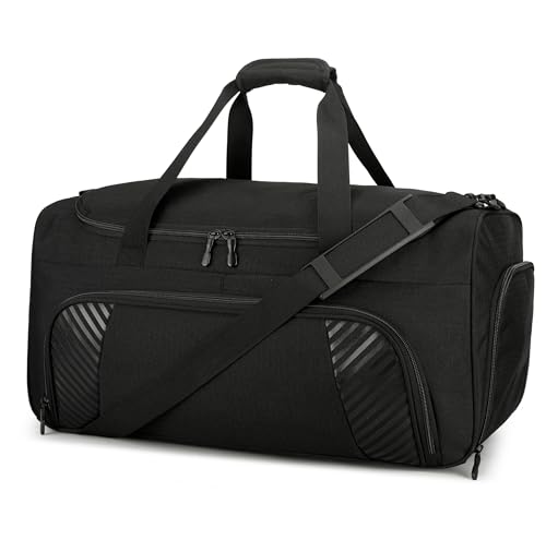 Urbanstand Gym Bag for Men - 22 Inch Large Sports Duffel Bags with Shoe Compartment, Weekender Carry On Duffle Bag for Sport, Camping, Fitness & Workout, Black
