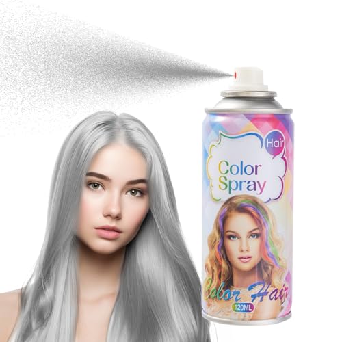 Grey Hair Color Spray, Temporary Hair Color Spray, Grey Hair Dye, Washable, Easy To Colour, Mild Formula, Suitable For Various Hair Types, Works On All Hair Colors 120ml