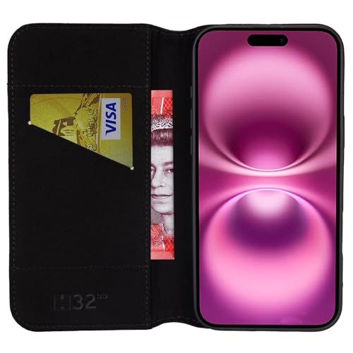32nd Classic Series 2.0, Real Leather Book Wallet Flip Case Cover For iPhone 16 Plus (6.7"), With RFID Blocking Card Slot - Image 3