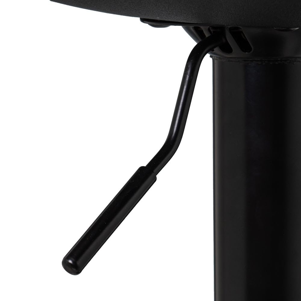 Taburete alto de cocina regulable en altura negro con respaldo alto | Asiento acolchado y tapizado en poliel. Respaldo alto rígido. Altura ajustable de 83 a 104 cm. Resiste hasta 120 kg