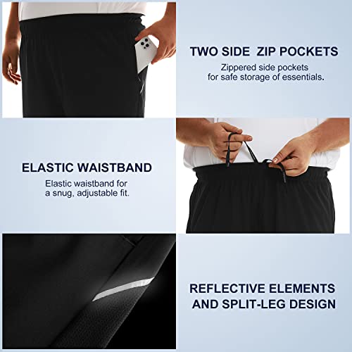 Hodosports Big And Tall Men's Athletic Running Shorts Zip Pockets 3Xl-6Xl Black 3Xl #TOP4