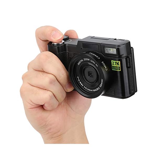 Digitalkamera Vlogging-Kamera, 3-Zoll-LCD 180-Grad-Flip-Screen Digitalkamera 48MP 2,7K HD-Videokamera mit einziehbarer… – Bild 7