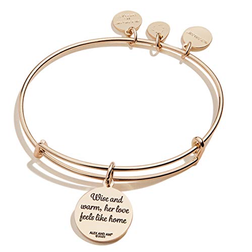 Alex And Ani Because I Love You Grandma Expandable Wire Bangle Bracelet For Women, Wise And Warm Charm, Shiny Antique Gold Finish, 2 To 3.5 In #TOP1