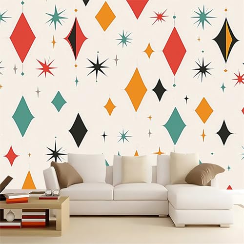 Papier peint photo géométriques rétro décoration murale 300x210