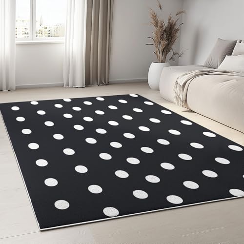 Alfombras Beige Negro Alfombras Salon de Pelo Corto Puntos vectoriales Simples Alfombras Aspecto Matrimonio Dormitorio Comedor Varias Tallas 60 x 110 cm