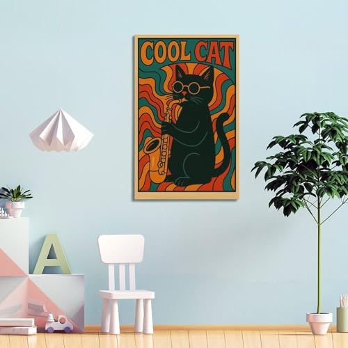 Toile chat cool vintage pour sublimer l'ambiance de votre chambre