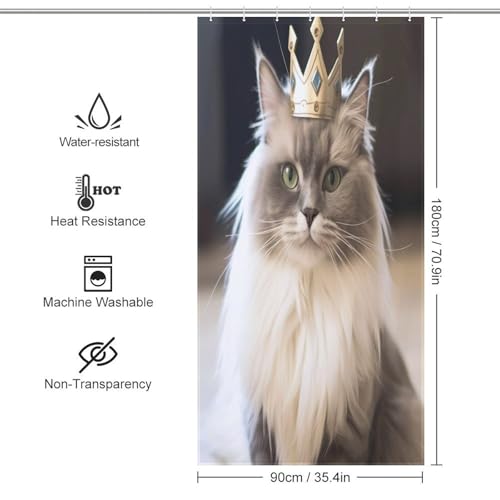 Rideau de douche chat lavable et imperméable en tissu polyester durable - 4