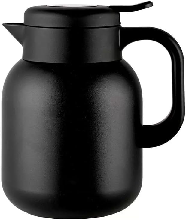 Household Thermal Teapot for Keeping Hot,Thermal Coffee Carafe Double Wall Stainless Steel Vacuum Flask with Detachable Tea Strainer, Tea Infuser(Black,1.5L)