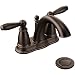 Moen 6610ORB Brantford Two-Handle Low Arc Bathroom Faucet with Drain Assembly, Oil Rubbed Bronze