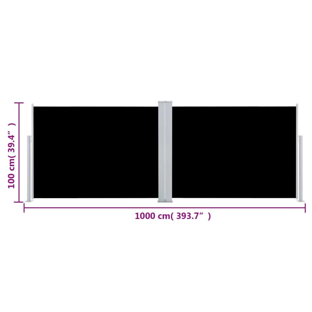vidaXL Toldo Lateral retráctil Negro 100x1000 cm