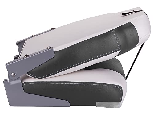 NESHULT Premium Marine A Pair of High Back Folding Boat Seat, Fishing Marine Seats with Stainless Steel Screws, White/Charcoal(2 Seats)