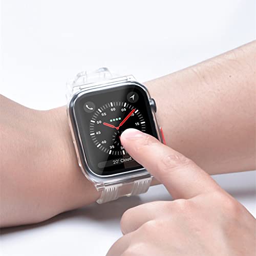 3 In 1 For Apple Watch Band With Case Built-In Screen Protector,Smartwatch Men Women Sport Wrist Strap & Pc Hard Bumper Cover & Tempered Glass Screen Protector For Iwatch Se Series 6 5 4 (Clear, 40Mm) #TOP2