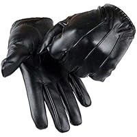 Long Keeper Guantes De Cuero De Piel Hombres Invierno Negro con función de Pantalla táctil para Guantes