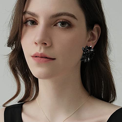 COIRIS Crystal Rhinestone Cluster Stud Earrings Bling Drop Dangle Earrings Bridal Wedding Earrings for Women3