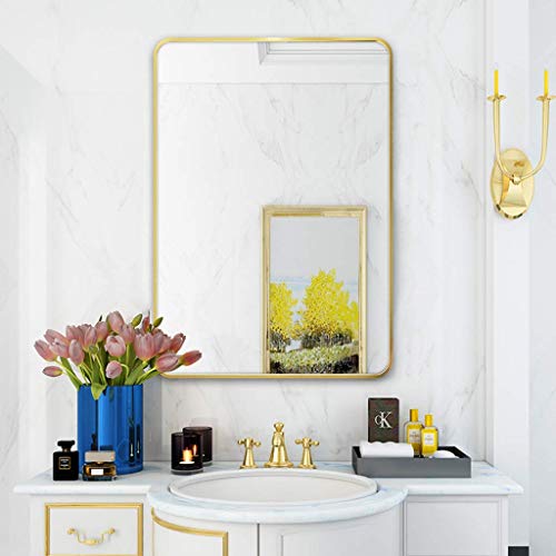 Miroir maquillage rectangle métal doré avec finition haut de gamme - 3