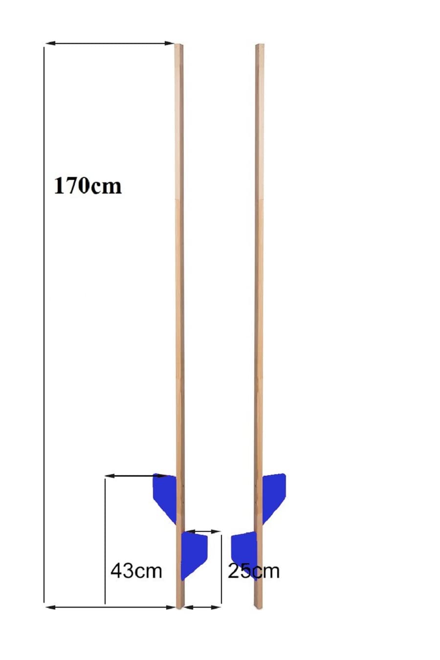 AZZAP Holzstelzen 170cm BLAU - Kinderstelzen Ballance, Holz, 1 Paar