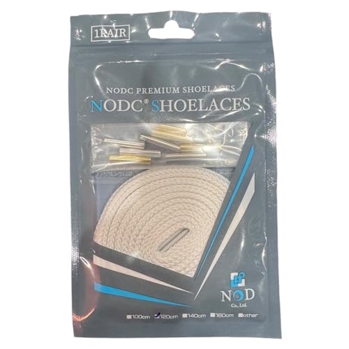 [NODC] HOLLOW STONE シューレース 靴紐 120cm 140cm 160cm 無地 靴ひも 平紐 金属チップ ホロウストーン 2本セット (120cm ホワイト)