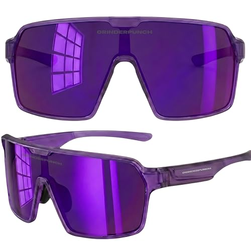 grinderPUNCH Polarized Sports Sunglasses for Men Women UV Protection Shades for Baseball Running Cycling Skiing & Pickleball (Purple)