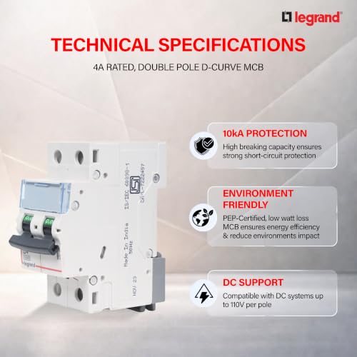 Image of Legrand DX3 DP D4A AC MCB