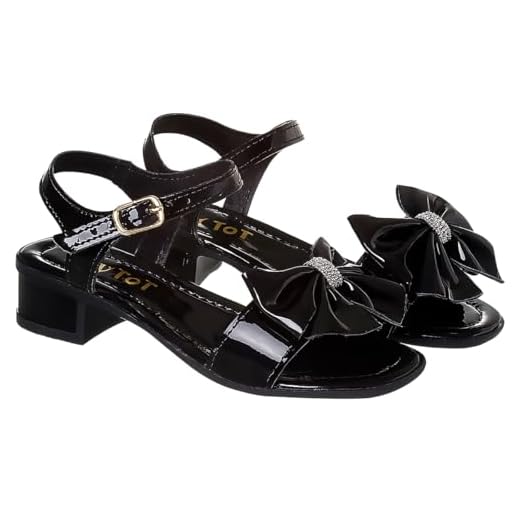 Sandália Feminina Branca com Laço, Salto Baixo, Tira no Tornozelo, Detalhe em Strass (Preta, BR, Adulto, Numérico, 34)