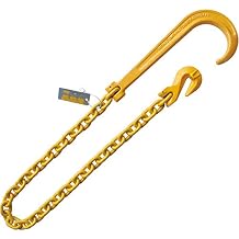 1/2"x5' Grade 80 J Hook Chain Grab Hook Tow Chain Rollback Wrecker Recovery Chain WLL 12000 LBS