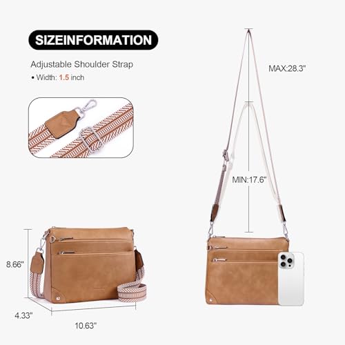 Image of Crossbody Bags for Women Rfid Travel Crossbody Purses Leather Handbags Medium Shoulder bag with Adjustable Strap