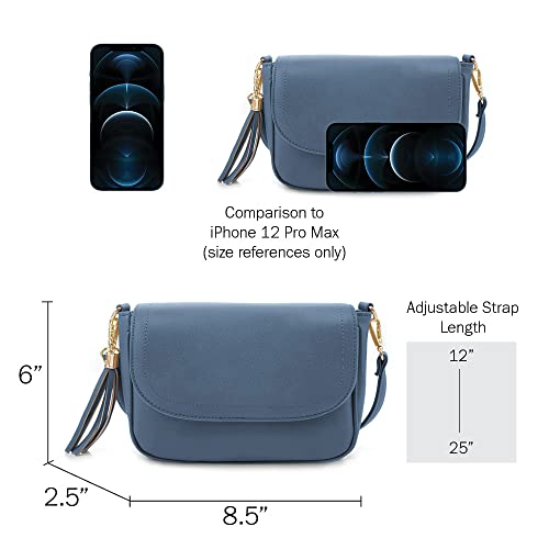 Image of EVVE Small Crossbody Bags for Women Trendy Flap Saddle Purses with Tassel Vegan leather Shoulder bag