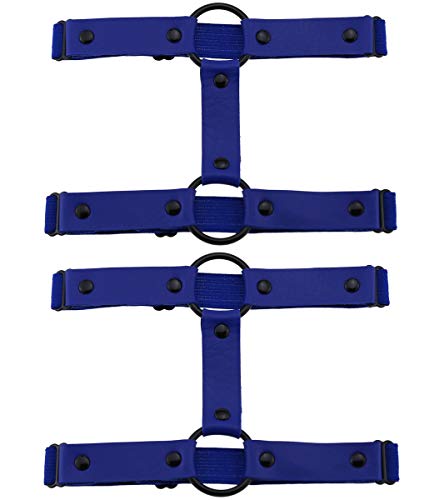 Adjustable Elastice Leather Leg Harness Garter Women Girl Sexy Punk Rock Rivet Strappy Leg Ring 2Pcs Dark Blue #TOP18