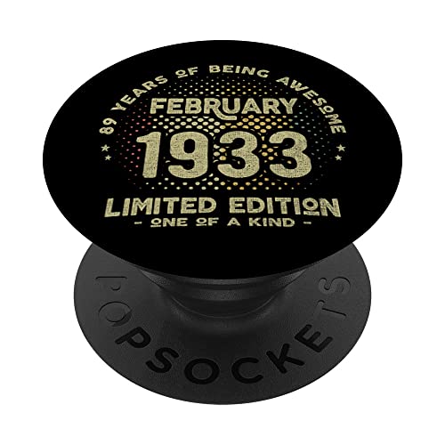 Regalo 89 años Cumpleaños Hombre Mujer - Febrero 1933 PopSockets PopGrip Intercambiable
