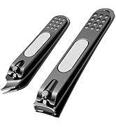 Hupick Nail Clippers Set, Fingernail Toenail Clipper for Women and Men, Black Coating Stainless C...