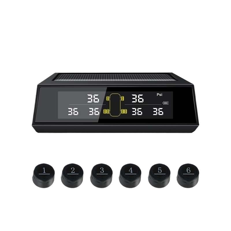 Tpms Più modelli di auto Allarme for auto solare Schermo del sistema di monitoraggio della pressione dei pneumatici e 5.5 sensori esterni a 6 pneumatici ad alta impermeabilità Pressione Pneumatici