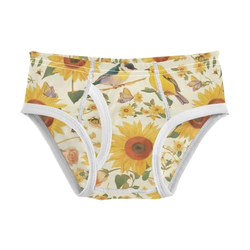 Wusikd Birds Sunflowers Boys' Underwear Cotton Bees Boys Briefs Soft Toddler Underwear 2T