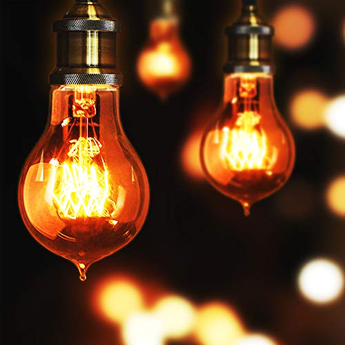 Bulbmaster Amber Light Bulbs 60-W Incandescent Light Bulb Vintage Light Bulb Edison Squirrel Cage Old Fashioned Filament Lamp Tear Drop Top E26 Base 4 Pack #TOP5