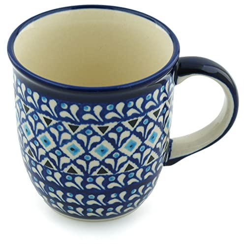 Polish Pottery Mug 12 Oz. From Zaklady Ceramiczne Boleslawiec #1105-217a Classic Pattern, Capacity: 12 Oz.