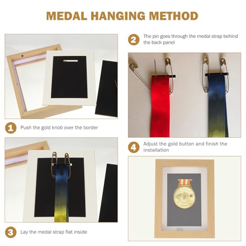IFANLANDOR Medalowa Gablota z Ramą z Drewna Dębowego Wielofunkcyjna Ramka Do Ekspozycji Medali Sportowych i Wojskowych Ochrona przed Wilgocią bez Narzędzi Idealna Pamiątkę dla Biegaczy i