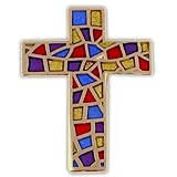 PinMart's Stained Glass Cross Religious Church Enamel Lapel Pin