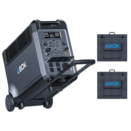 ABOK Ark3600 Portable Power Station with 200W Solar Panel, 3840Wh LiFePO4 Solar Generator Kit, 3600W...