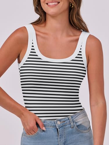 Image of ANRABESS Womens Sleeveless Scoop Neck Tank Top Ribbed Fitted Summer Basic Slim Cute Tops 2026