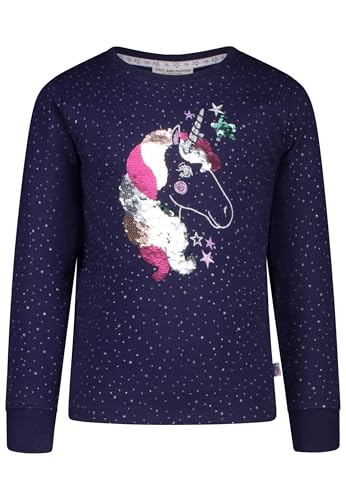 SALT AND PEPPER Sweatshirt mit Wendepailletten Einhorn für Mädchen T-Shirt, Bleu Marine (True Navy), 140-146 Fille