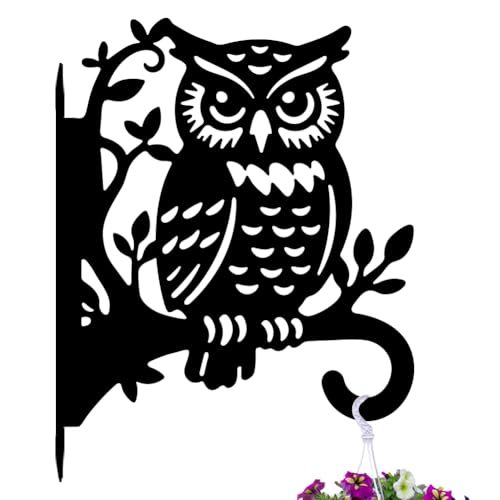 peacoblue Owl on Branches Plant Hanger Bracket, Iron Outdoor Hanging Hook