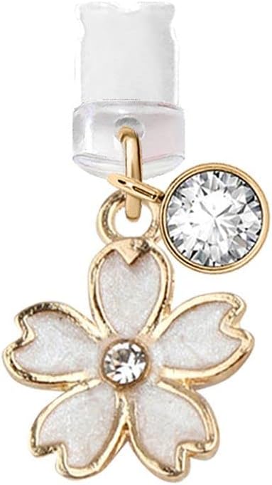ELISE & FONDA CP158 Puerto de carga USB Anti polvo Plug Tiny Cherry Blossom Colgante Colgante Teléfono Charm para iPhone 11XS MAXXRX8 Plus76S7SE