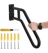 Sidasu 1pcs U-Shaped Wall Mount Handrail Iron Outdoor Grab Bar Black Hand railings for 1 to 3 Ste...