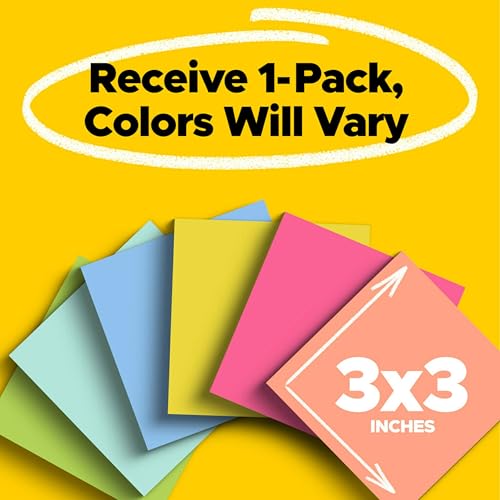 Post-it Super Sticky Notes, 3 in x 3 in, Multi-Colored, 6 Pa