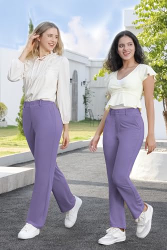 Image of Bamans Dress Pants Women Work Business Office Straight Leg Slacks