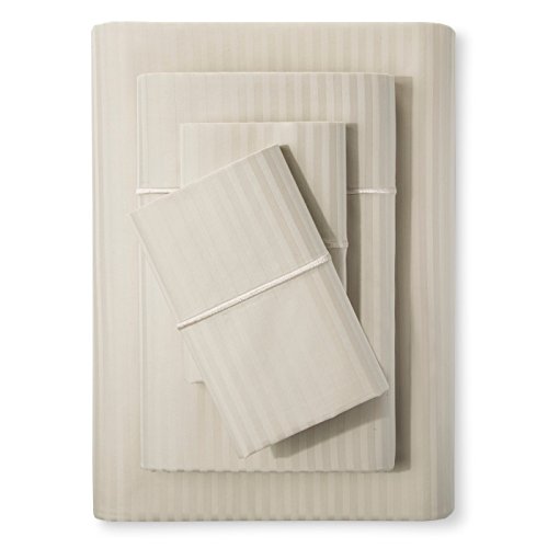 Feather & Stitch 500 TC Queen Size Damask Bed Sheet Set, 100% Cotton Soft Breathable Bedsheets, 4 Piece 18