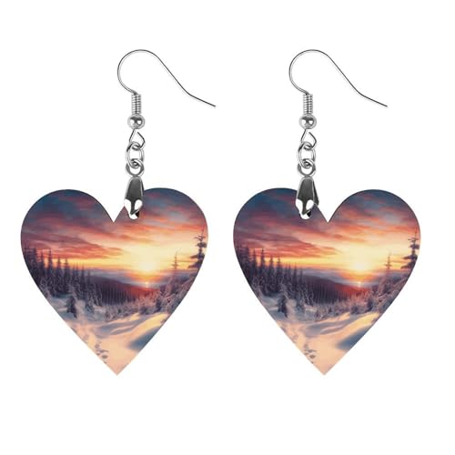 Boucles d'oreilles bois Alpes au design finement gravé de paysage alpin