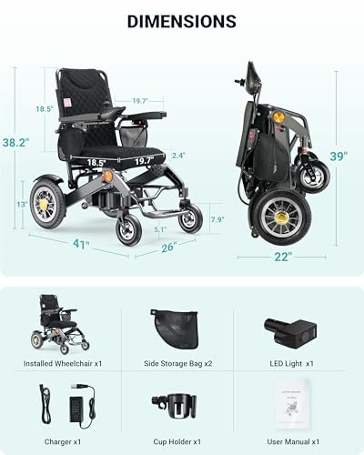 Image of 20 inch Wide Seat Electric Wheelchairs for Adults, 400 LB Capacity | Reversible Armrests | All-Terrain | 25 Mile Range | 500W Motor | 13 inch Tires | Suit for Seniors, Handicap & Travel, Daily Use