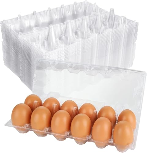 48 cartoni per uova a buon mercato, ciascuno contiene 1 dozzina di uova, in plastica per uova di gallina, vassoio per uova, per il mercato agricolo dei pascoli, trasparente