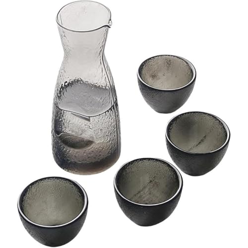 ガラス酒器セット 冷酒器 和酒徳利セット 燗瓶 ぐい呑み 盃 Tufduzo ぐいのみ 母の日 父の日 夫婦 男性 引越し祝い 贈り物 (A)