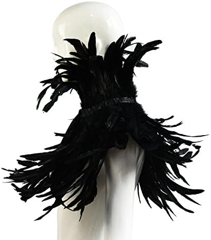 Black Feather Shrug Shawl Halloween Collar for Renaissance Ball Accessories
